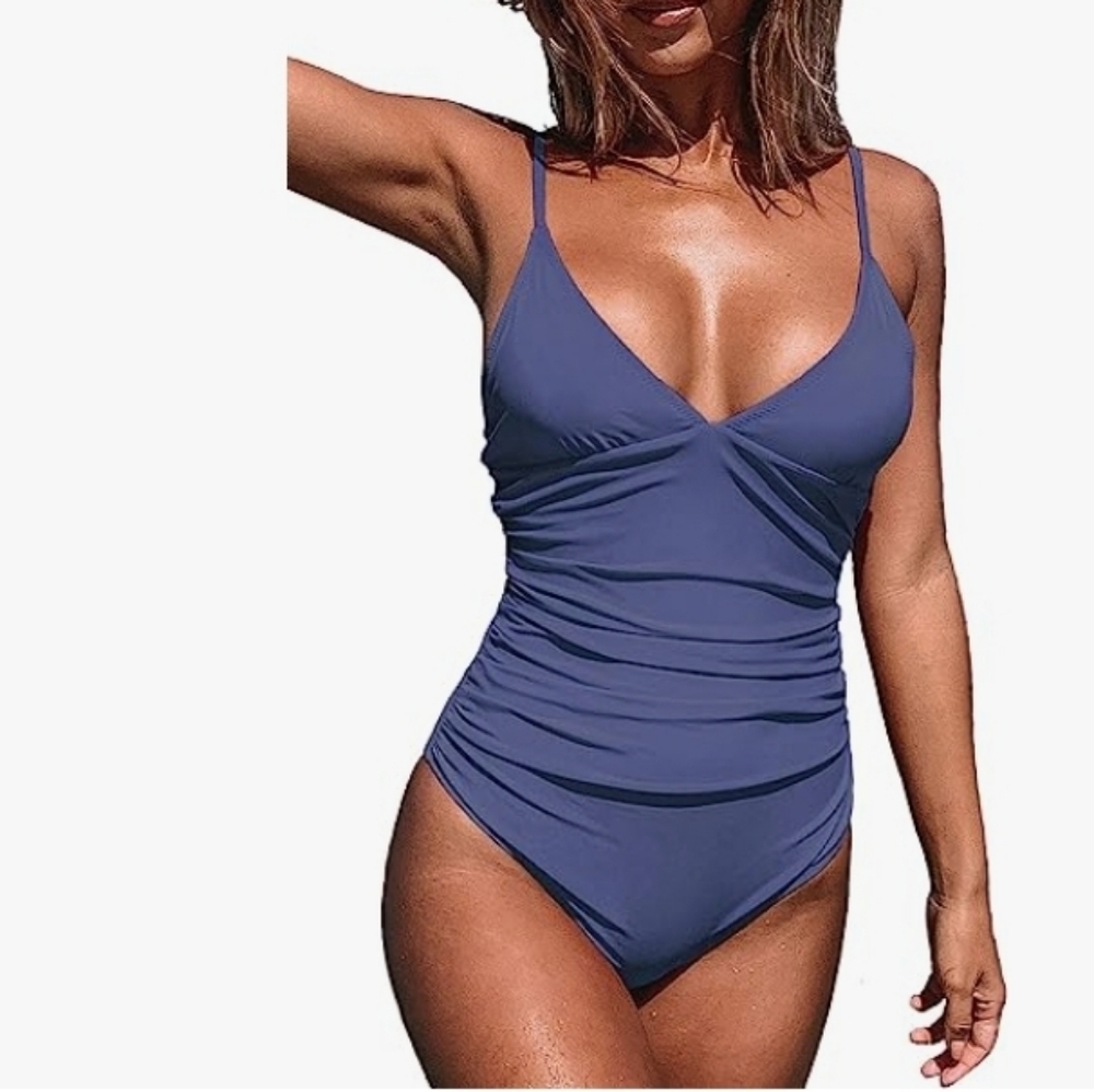 CUPSHE Women's One Piece Swimsuit Tummy Control V Neck Bathing Suits Size XL